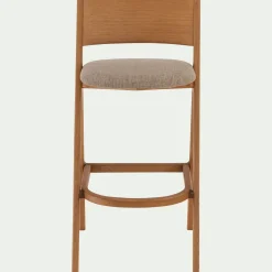 alinea Tabouret Haut De Bar*Chaise de bar en chêne et tissu H99cm - Gris