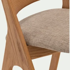 alinea Tabouret Haut De Bar*Chaise de bar en chêne et tissu H99cm - Gris
