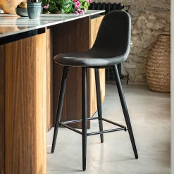 alinea Tabouret Haut De Bar*Chaise de bar en simili - H66cm Noir