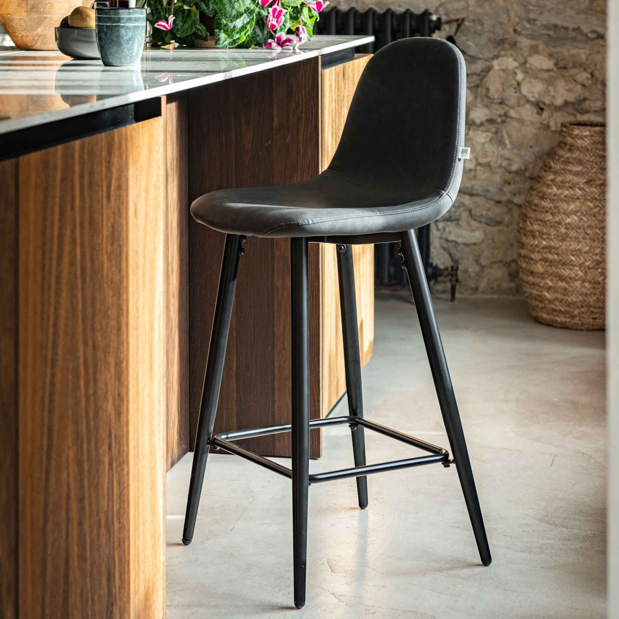 alinea Tabouret Haut De Bar*Chaise de bar en simili - H66cm Noir