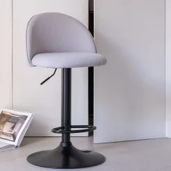 alinea Tabouret Haut De Bar*Chaise de bar en tissu - borie H86cm Gris