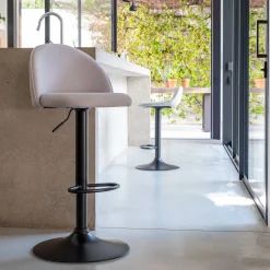 alinea Tabouret Haut De Bar*Chaise de bar en tissu - borie H86cm Gris