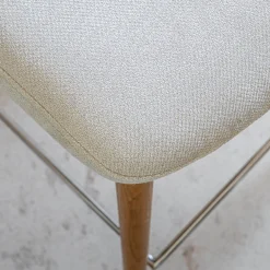 alinea Tabouret Haut De Bar*Chaise de bar en tissu et frêne H66cm - Beige