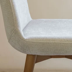 alinea Tabouret Haut De Bar*Chaise de bar en tissu et frêne H66cm - Beige