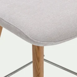 alinea Tabouret Haut De Bar*Chaise de bar en tissu et frêne H66cm - Beige