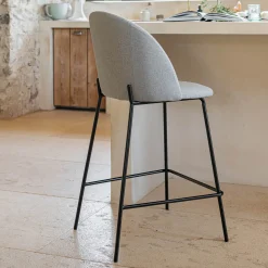 alinea Tabouret Haut De Bar*Chaise de bar en tissu H66cm - Beige