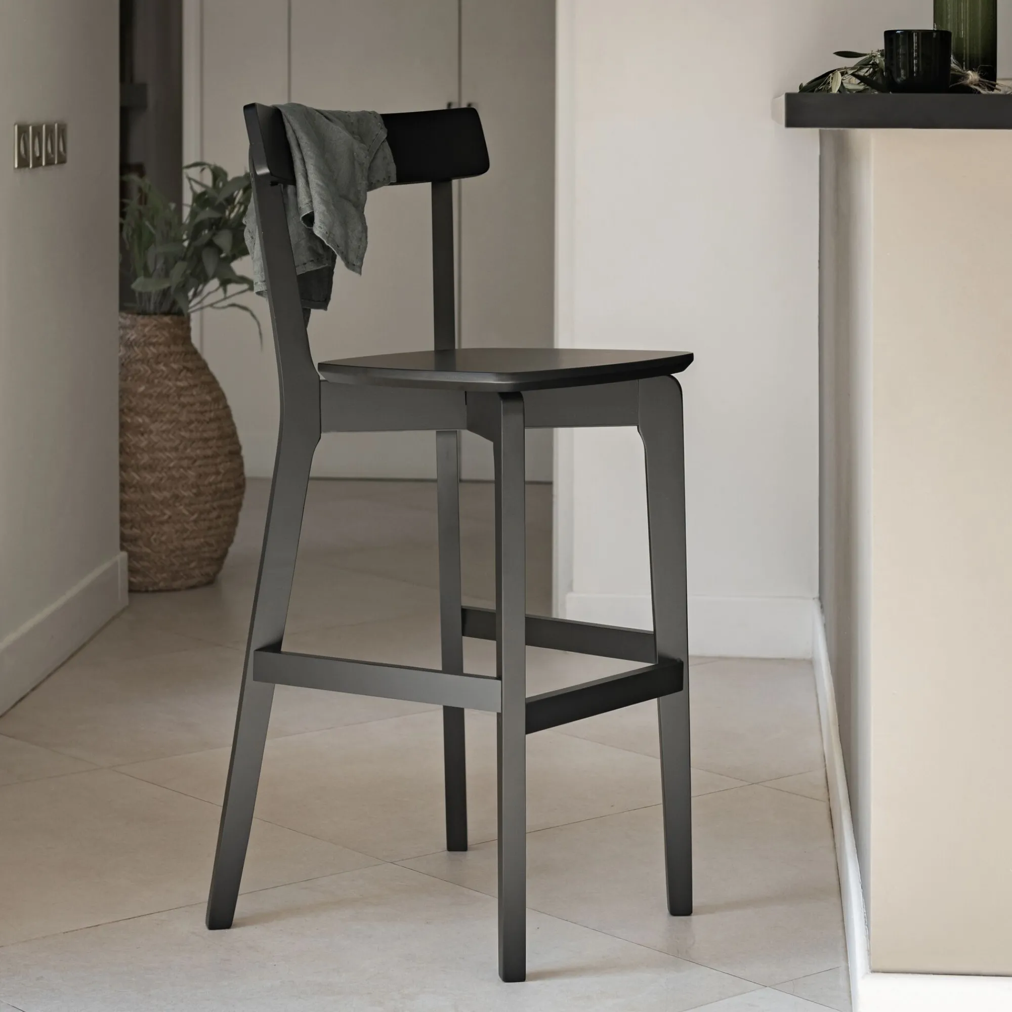 alinea Tabouret Haut De Bar*Chaise de bar H75cm - Noir