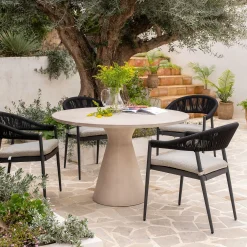 alinea Chaise De Jardin*Chaise de jardin avec accoudoirs en aluminium et cordage - Noir