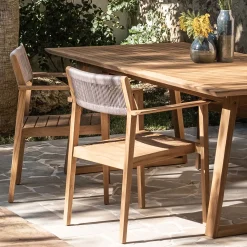 alinea Chaise De Jardin*Chaise de jardin avec accoudoirs en teck FSC et cordage - Bois clair