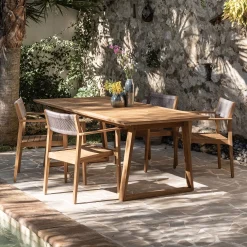 alinea Chaise De Jardin*Chaise de jardin avec accoudoirs en teck FSC et cordage - Bois clair