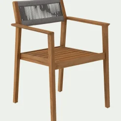 alinea Chaise De Jardin*Chaise de jardin avec accoudoirs en teck FSC et cordage - Bois clair