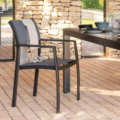 alinea Chaise De Jardin*Chaise de jardin avec accoudoirs en aluminium et textilène - Gris