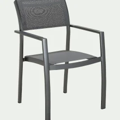 alinea Chaise De Jardin*Chaise de jardin avec accoudoirs en aluminium et textilène - Gris