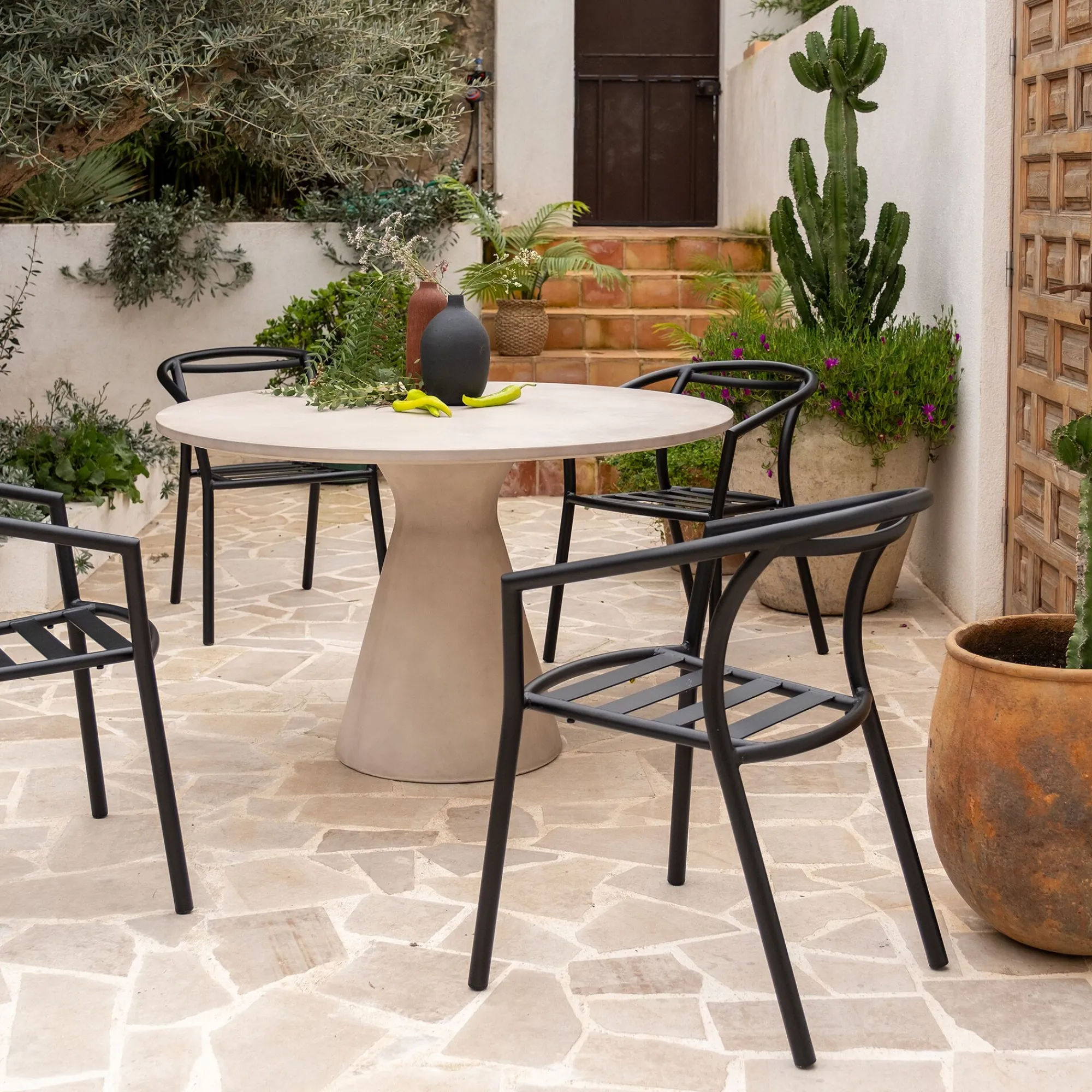 alinea Chaise De Jardin*Chaise de jardin avec accoudoirs en aluminium - noir