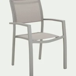 alinea Chaise De Jardin*Chaise de jardin empilable avec accoudoirs en textilène - vésuve Gris