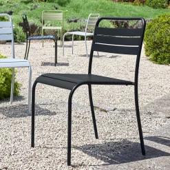 alinea Chaise De Jardin*Chaise de jardin empilable en acier - Noir