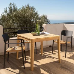 alinea Chaise De Jardin*Chaise de jardin empilable avec accoudoirs en aluminium et résine tressée - anthracite Gris