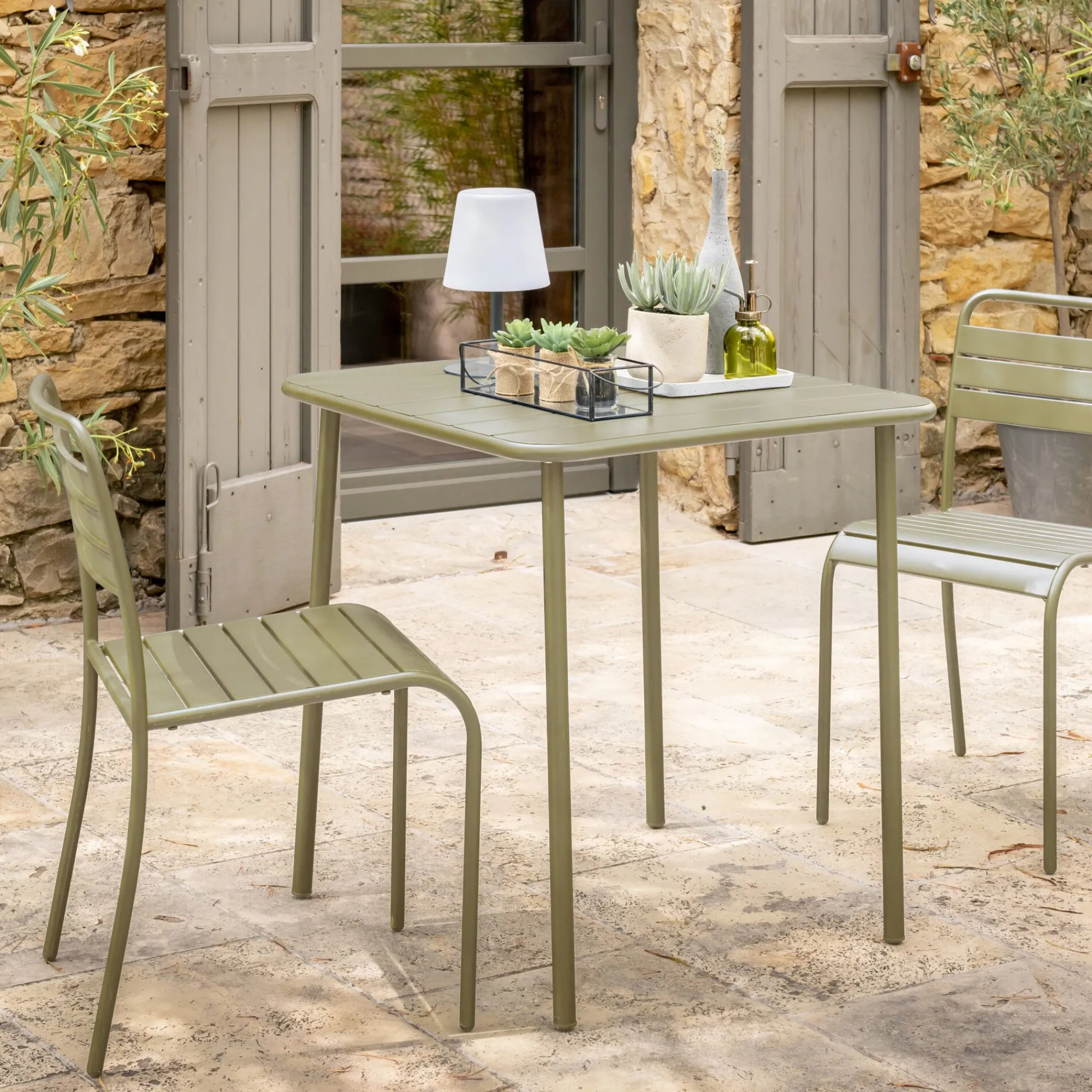 alinea Chaise De Jardin*Chaise de jardin empilable en acier - kaki Vert