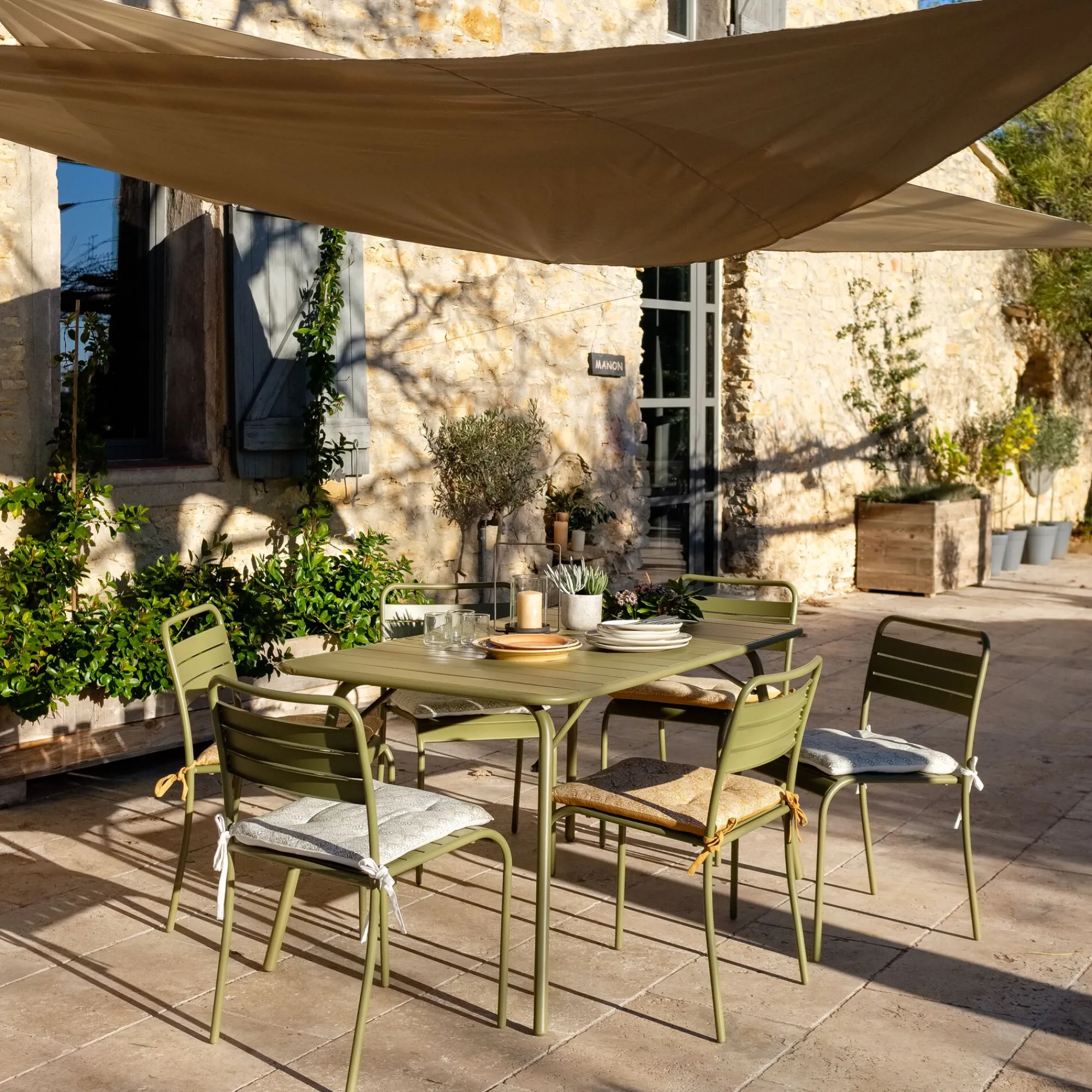 alinea Chaise De Jardin*Chaise de jardin empilable en acier - kaki Vert