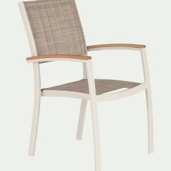 alinea Chaise De Jardin*Chaise de jardin empilable avec accoudoirs en aluminium - écru Blanc