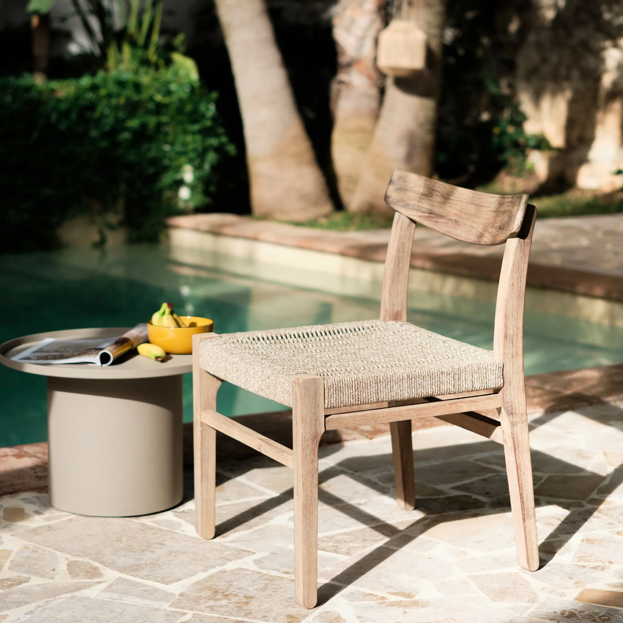 alinea Chaise De Jardin|Chaise De Salle À Manger*Chaise de jardin en acacia et assise en corde - Bois foncé