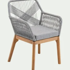 alinea Chaise De Jardin*Chaise de jardin en acier et corde - gris