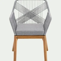 alinea Chaise De Jardin*Chaise de jardin en acier et corde - gris