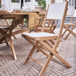 alinea Chaise De Jardin*Chaise de jardin pliante en acacia huilé et tissu - Blanc