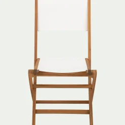 alinea Chaise De Jardin*Chaise de jardin pliante en acacia huilé et tissu - Blanc