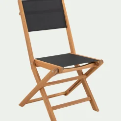 alinea Chaise De Jardin*Chaise de jardin pliante en acacia huilé et tissu - Noir
