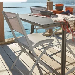 alinea Chaise De Jardin*Chaise de jardin pliante en acier et textilène - vésuve Gris