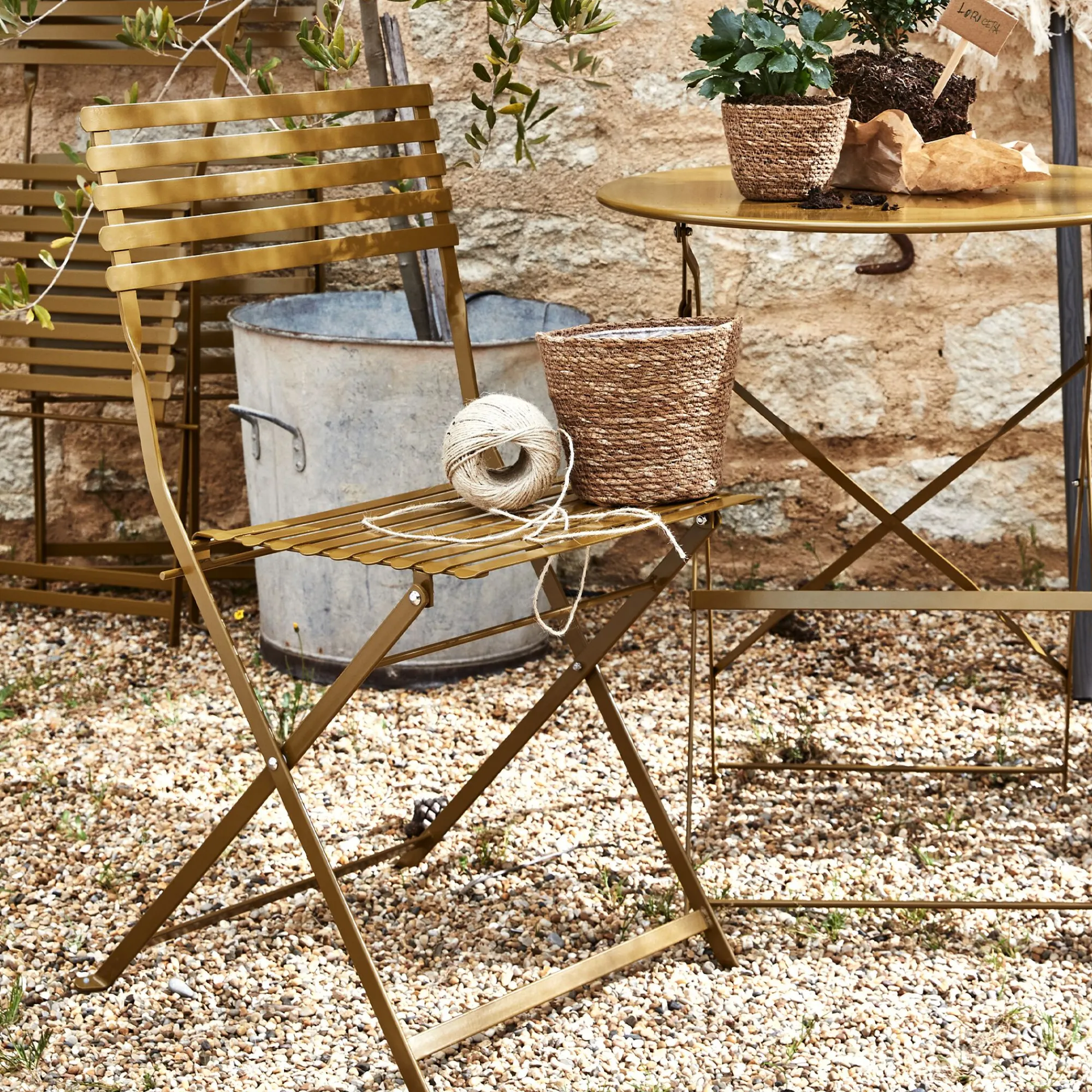 alinea Chaise De Jardin*Chaise de jardin pliante en acier - Jaune alep