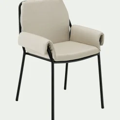 alinea Chaise De Jardin*Chaise de jardin rembourrée avec accoudoirs en acier et tissu - Beige