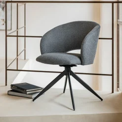 alinea Chaise De Salle À Manger*Chaise de repas pivotante avec accoudoirs en tissu - Gris