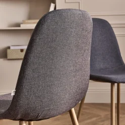 alinea Chaise De Salle À Manger*Chaise en acier effet bois et tissu - ardoise Gris