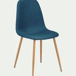 alinea Chaise De Salle À Manger*Chaise en acier effet bois et tissu - figuerolles Bleu