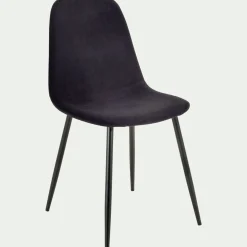 alinea Chaise De Salle À Manger*Chaise en acier effet bois et tissu - Noir