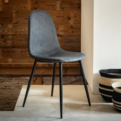 alinea Chaise De Salle À Manger*Chaise en acier et simili avec piètement - Noir