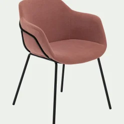 alinea Chaise De Salle À Manger*Chaise en velours côtelé avec accoudoirs - Rose