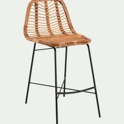 alinea Tabouret Haut De Bar*Chaise îlot central en rotin - h66cm Naturel