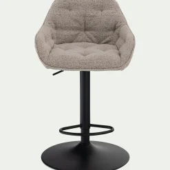 alinea Tabouret Haut De Bar*Chaise îlot central en tissu H63cm - Gris