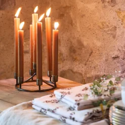 alinea Bougie Et Photophore De Noël*Chandelier 7 bougies en fer D18cm - Doré