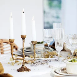 alinea Décoration De La Table De Noël|Bougie Et Photophore De Noël*Chandelier à trois branches en laiton H20cm - Doré