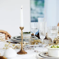 alinea Décoration De La Table De Noël|Bougie Et Photophore De Noël*Chandelier effet bois en laiton H20cm - Doré