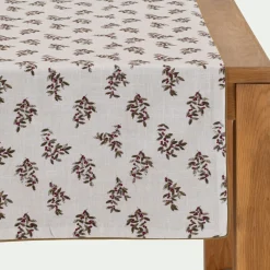 alinea Chemin De Table|Nappe Et Serviette De Noël*Chemin de table en coton motif floral 50x150cm - Blanc