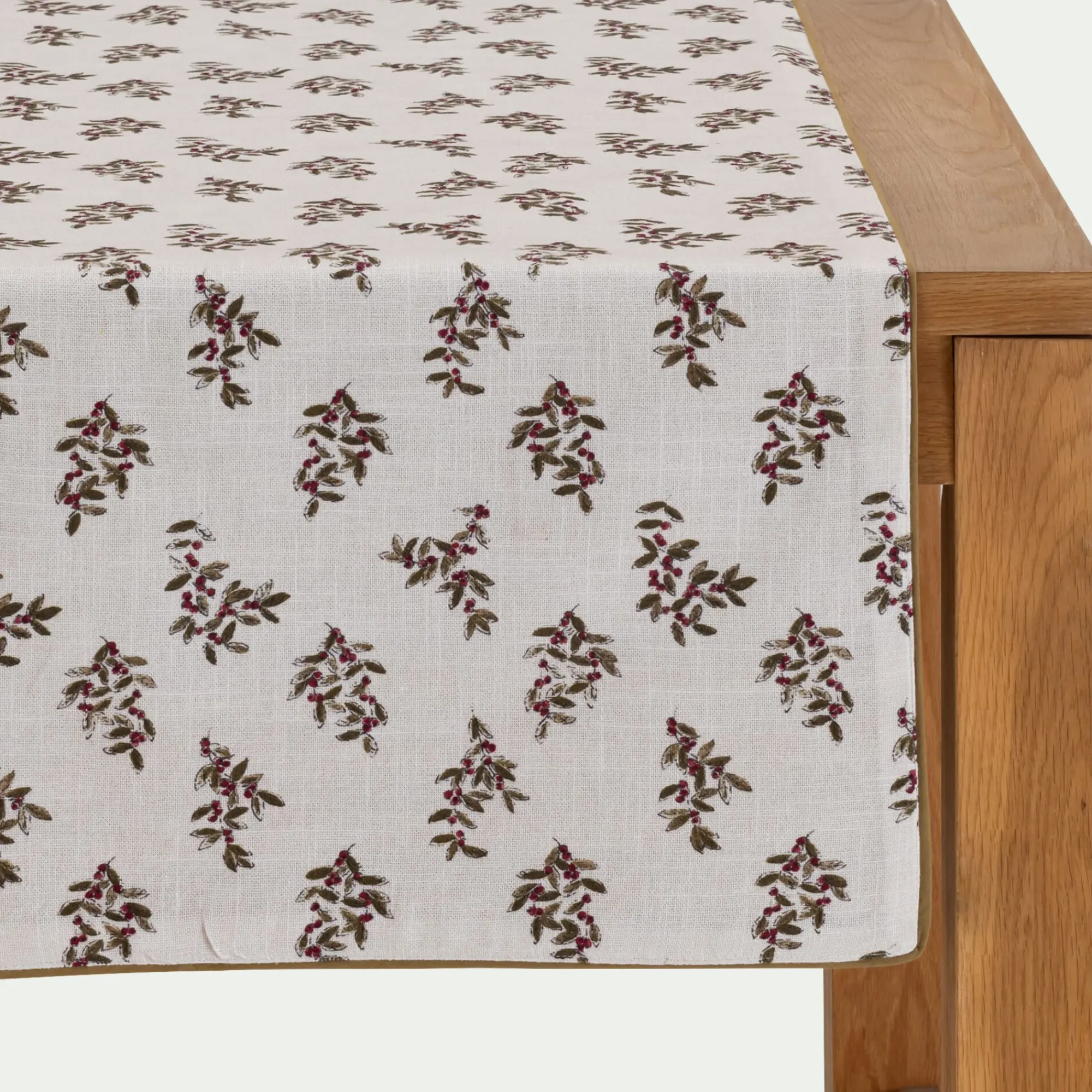 alinea Chemin De Table|Nappe Et Serviette De Noël*Chemin de table en coton motif floral 50x150cm - Blanc