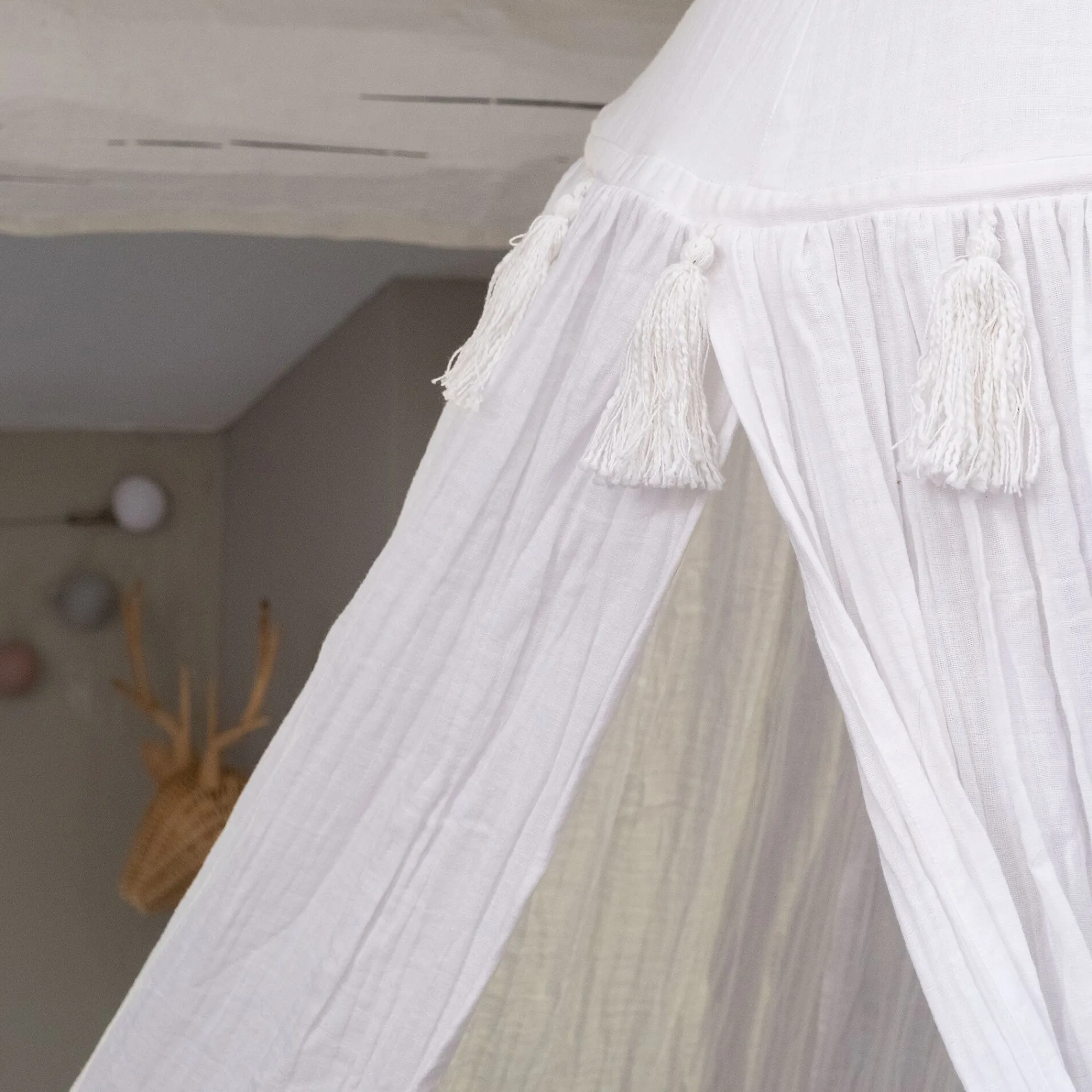 alinea Bureau Enfant|Linge Pour Bébé*Ciel de lit en gaze de coton H220cm - Blanc