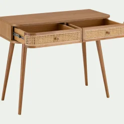 alinea Meuble D'Entrée|Console*Coiffeuse 2 tiroirs en chêne et rotin - Bois clair