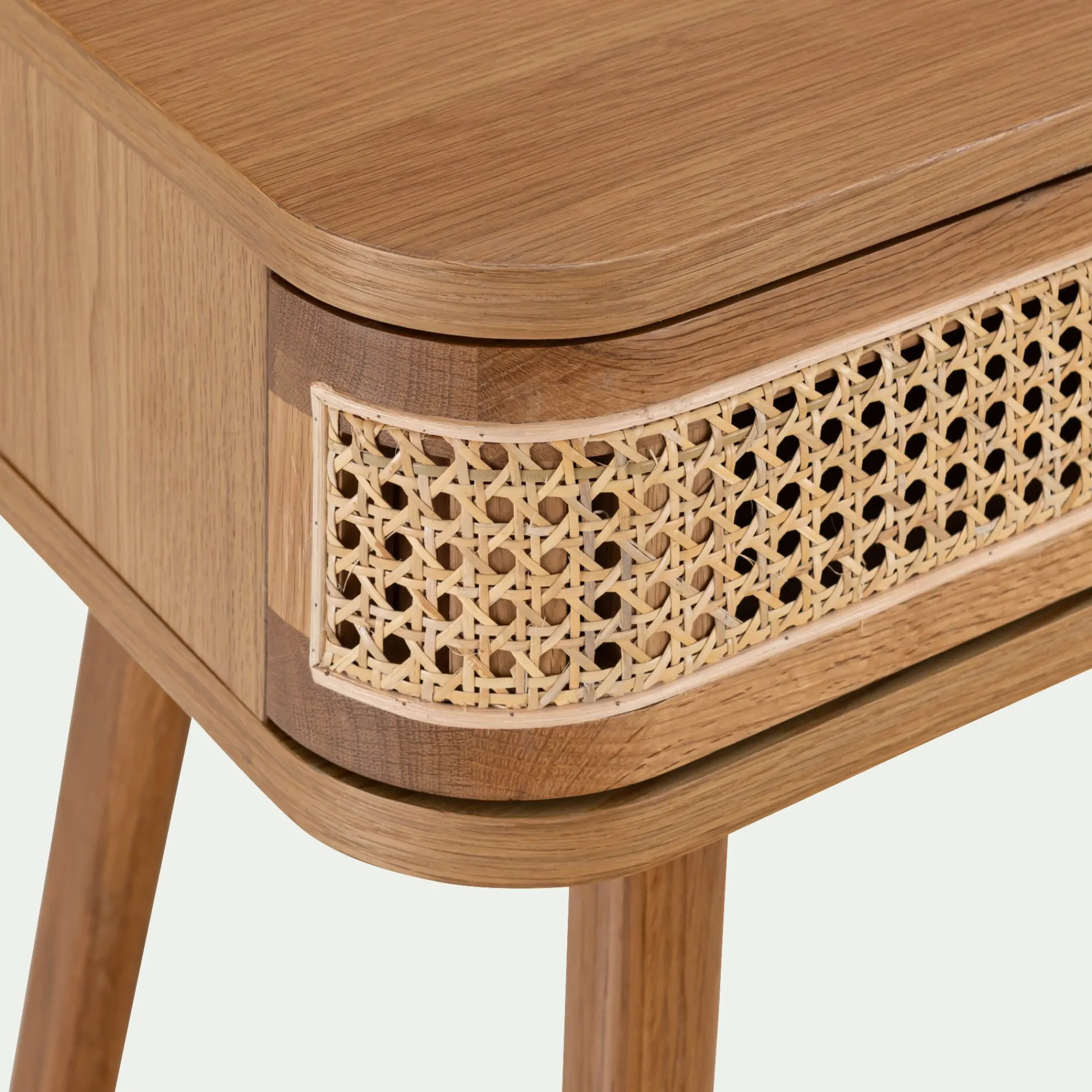 alinea Meuble D'Entrée|Console*Coiffeuse 2 tiroirs en chêne et rotin - Bois clair