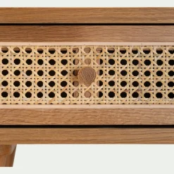 alinea Meuble D'Entrée|Console*Coiffeuse 2 tiroirs en chêne et rotin - Bois clair